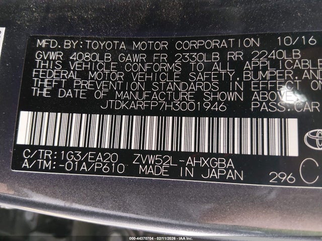 JTDKARFP7H3001946 Toyota Prius Prime Premium