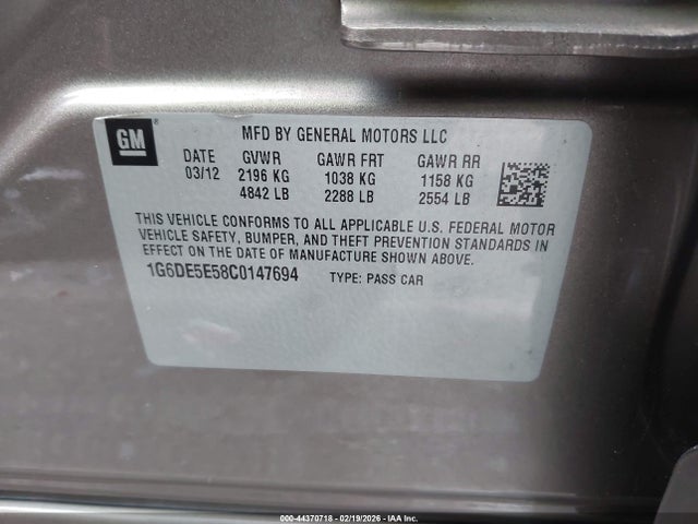 2012 CADILLAC CTS 1G6DE5E58C0147694 Photo 8