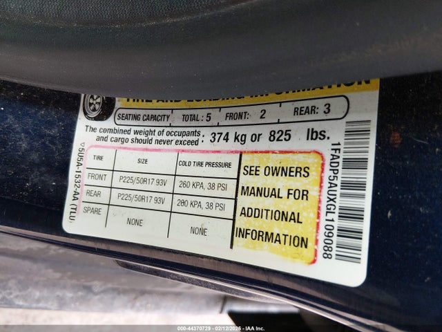 44370729 :رقم المزاد ، 1FADP5AUXGL109088 vin ، 2016 Ford C-max Hybrid Se مزاد بيع