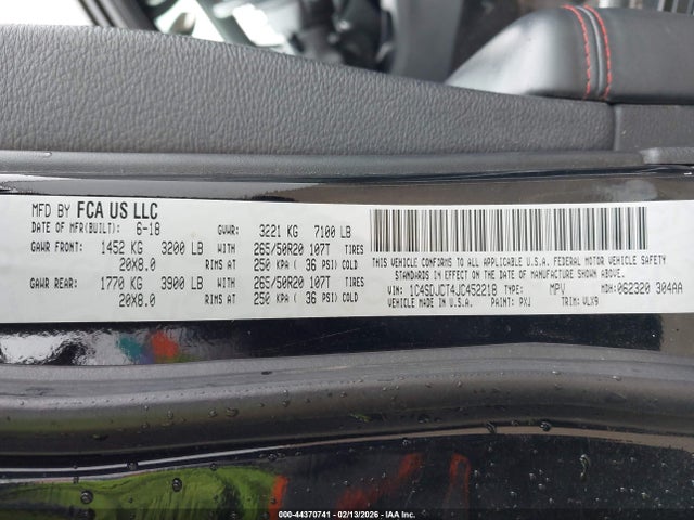 1C4SDJCT4JC452218 Dodge Durango R/t Awd