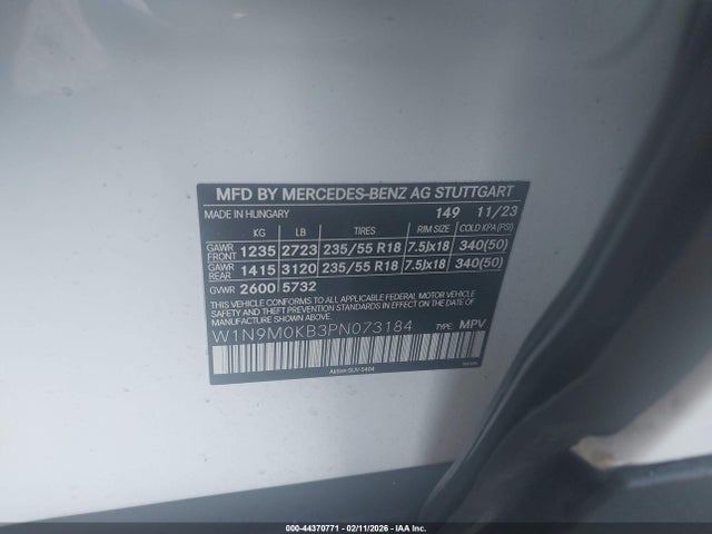 W1N9M0KB3PN073184 Mercedes-Benz Eqb 300 Suv 4matic