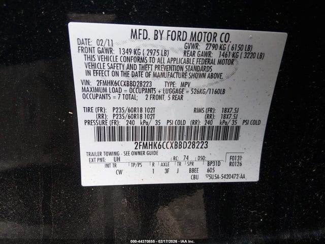 2011 FORD FLEX 2FMHK6CCXBBD28223 Photo 8