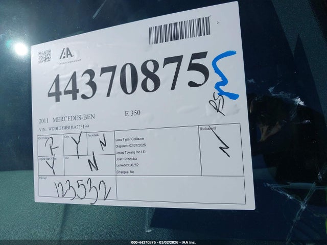 Продаж на аукціоні авто 2011 Mercedes-benz E 350 4matic, vin: WDDHF8HB1BA333199, номер лоту: 44370875