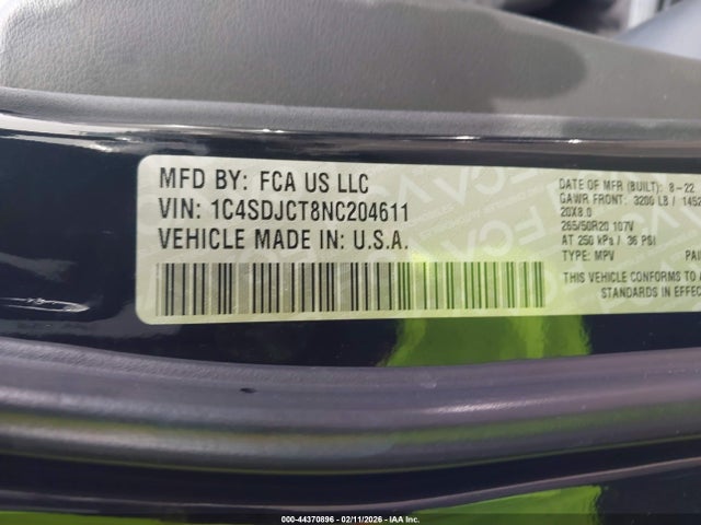 1C4SDJCT8NC204611 Dodge Durango R/t Plus Awd