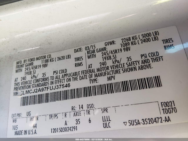 2015 LINCOLN MKC 5LMCJ2A97FUJ37546 Photo 8