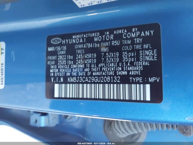 2016 HYUNDAI TUCSON KM8J3CA29GU208132 Photo 8