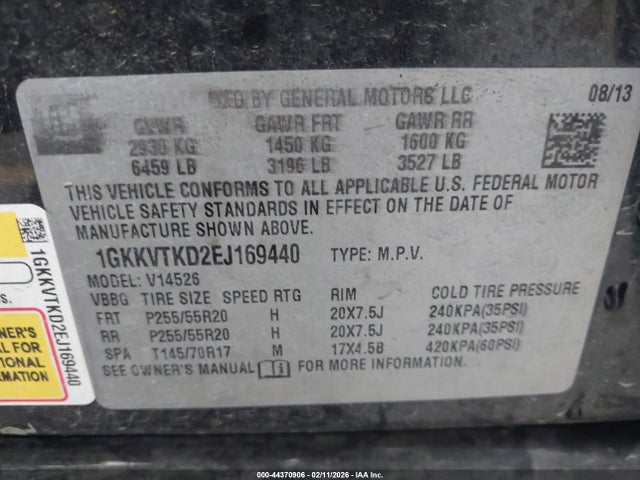 GMC Acadia Denali 2014 1GKKVTKD2EJ169440 Image 9