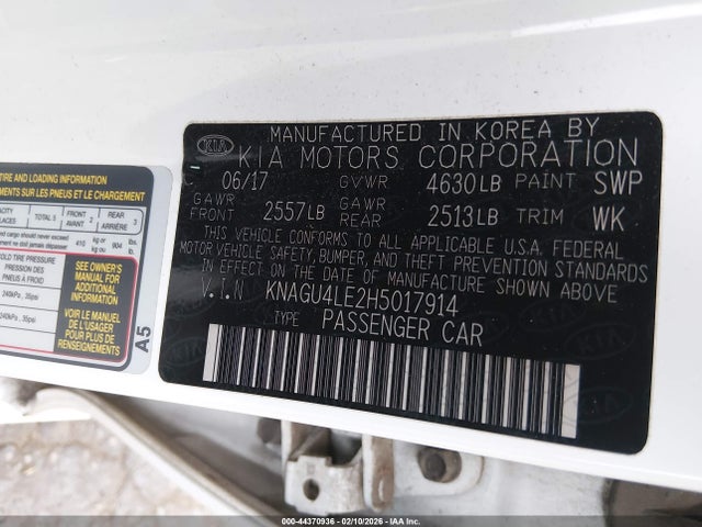 KNAGU4LE2H5017914 KIA Optima Hybrid Ex