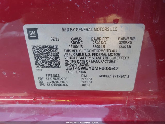 1GT49WEY2MF203547 GMC Sierra 3500hd 4wd Standard Bed Denali