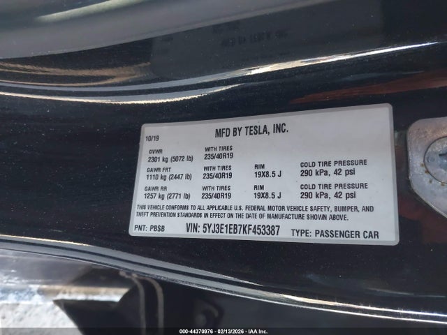 2019 TESLA MODEL 3 5YJ3E1EB7KF453387 Photo 8
