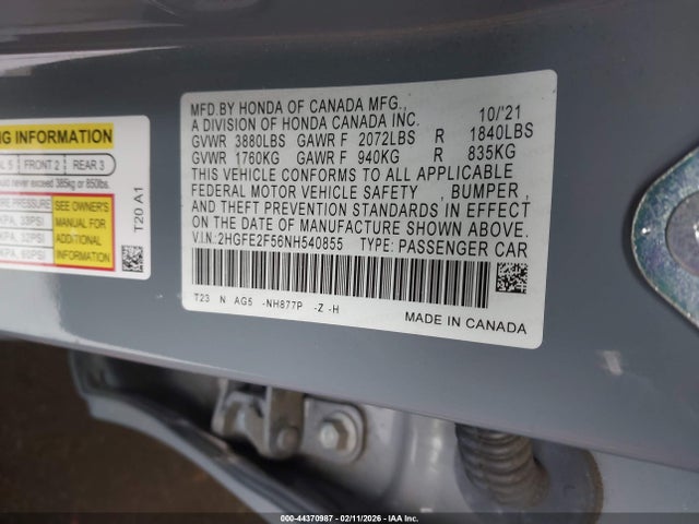 Honda Civic Sport 2022 2HGFE2F56NH540855 Image 9