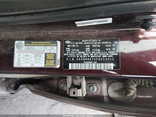 KIA OPTIMA EX 2015 5XXGN4A72FG353012 Image 9