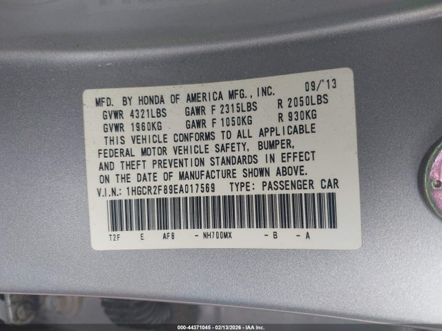 Honda Accord Ex-l 2014 1HGCR2F89EA017569 Image 9