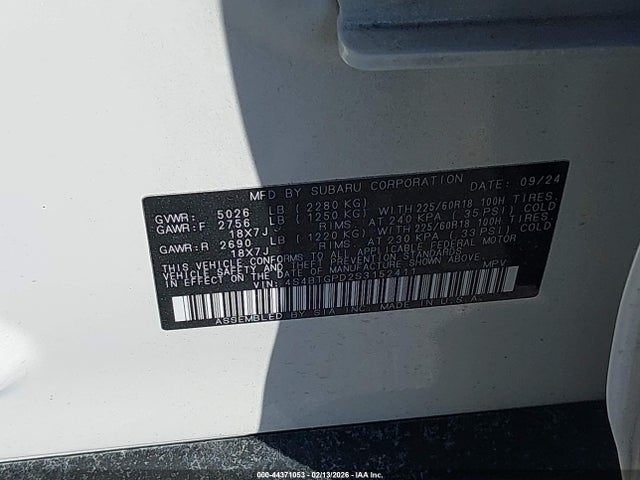 Продаж на аукціоні авто 2025 Subaru Outback Touring Xt, vin: 4S4BTGPD2S3152411, номер лоту: 44371053