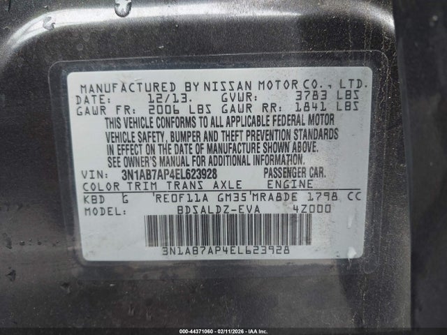 3N1AB7AP4EL623928 Nissan SENTRA SV