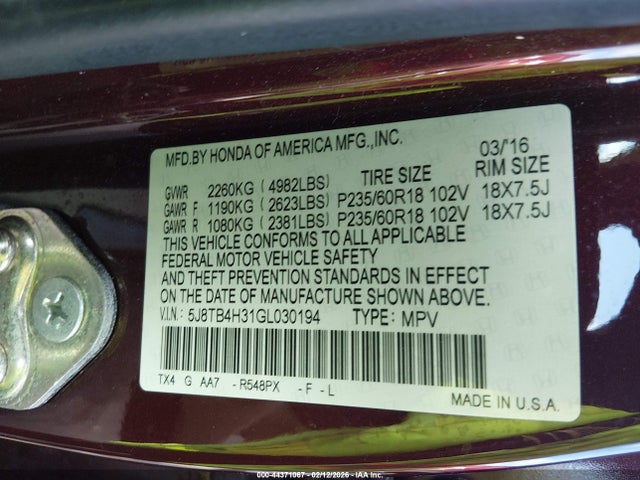 Продажа на аукционе авто 2016 Acura Rdx Acurawatch Plus Package, vin: 5J8TB4H31GL030194, номер лота: 44371067