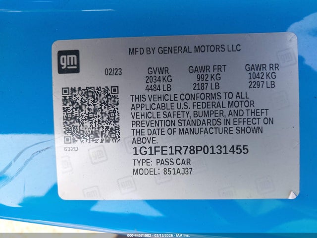 1G1FE1R78P0131455 Chevrolet Camaro Rwd 1ss