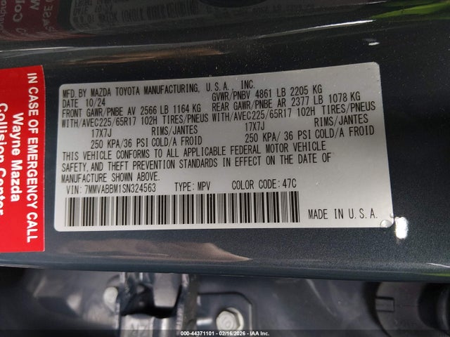 2025 Mazda Cx-50 2.5 S Preferred Package მანქანა იყიდება აუქციონზე, vin: 7MMVABBM1SN324563, აუქციონის ნომერი: 44371101