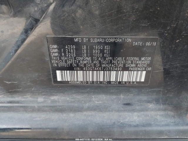4S3GTAK67J3753490 Subaru Impreza 2.0i Sport