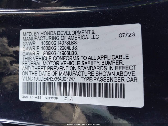 Aukcja sprzedaży 2024 Acura Integra A-spec, vin: 19UDE4H3XRA007247, numer aukcji: 44371126