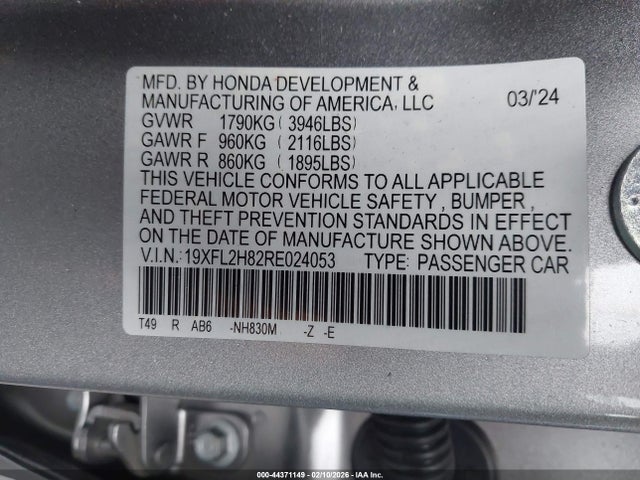 Honda Civic Sport 2024 19XFL2H82RE024053 Image 9