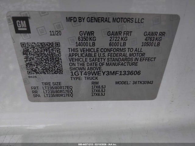 1GT49WEY3MF133606 GMC Sierra 3500hd 4wd Long Bed Denali