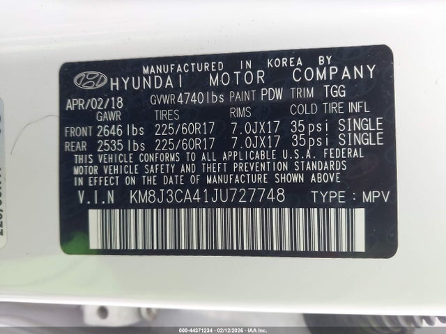 Hyundai TUCSON SEL 2018 KM8J3CA41JU727748 Image 9