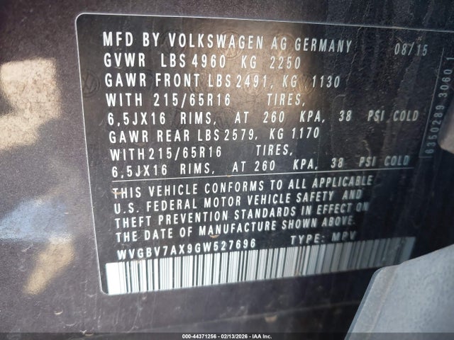 2016 VOLKSWAGEN TIGUAN WVGBV7AX9GW527696 Photo 8