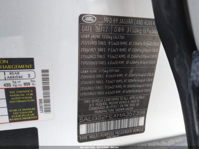 2017 LAND ROVER RANGE ROVER SALGS2FEXHA357398 Photo 8