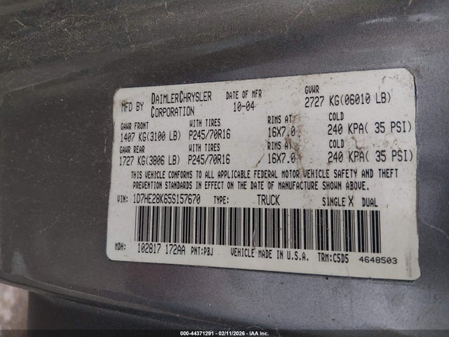 2007 DODGE DAKOTA 1D7HE48P37S186392 Photo 8