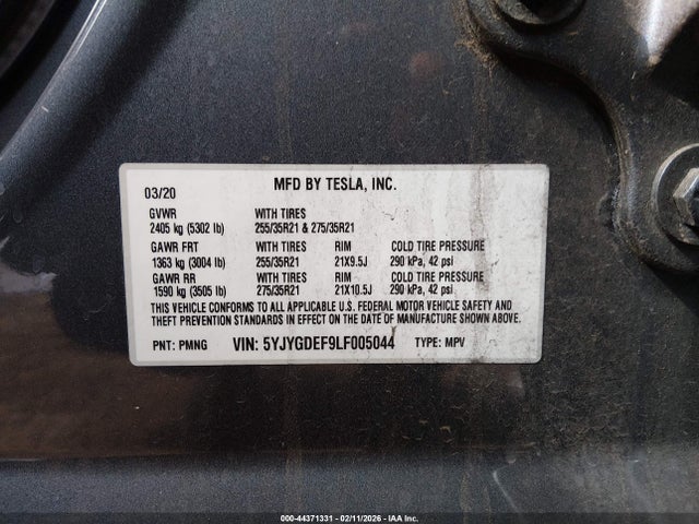 5YJYGDEF9LF005044 Tesla Model Y