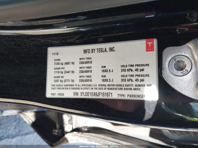 2018 TESLA MODEL 3 5YJ3E1EA9JF151671 Photo 8