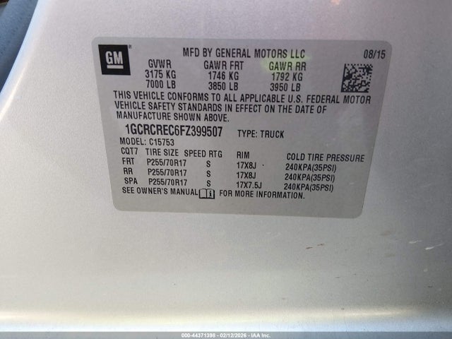 2015 CHEVROLET SILVERADO 1500 1GCRCREC6FZ399507 Photo 8