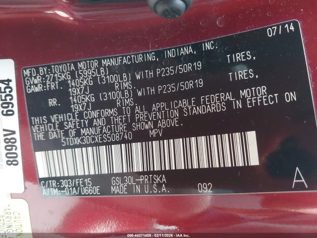 Toyota Sienna Se 8 Passenger 2014 5TDXK3DCXES508740 Image 9