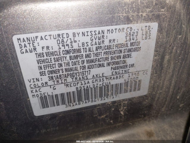 3N1AB7AP8GY319717 Nissan SENTRA SV