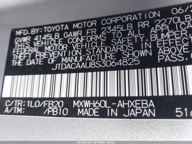 JTDACAAU8S3064825 Toyota Prius Le