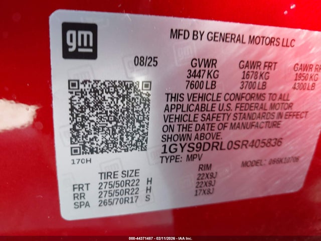 2025 CADILLAC ESCALADE 1GYS9DRL0SR405836 Photo 8