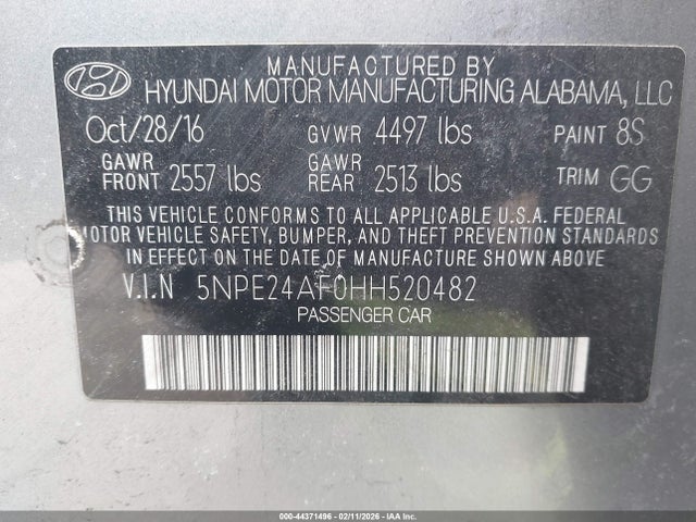 2017 HYUNDAI SONATA 5NPE24AF0HH520482 Photo 8