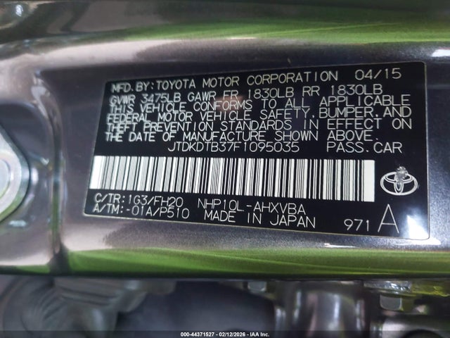 JTDKDTB37F1095035 Toyota Prius C One