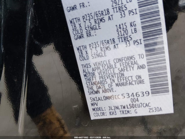 Продажа на аукционе авто 2014 Infiniti Qx60, vin: 5N1AL0MM9EC534639, номер лота: 44371552