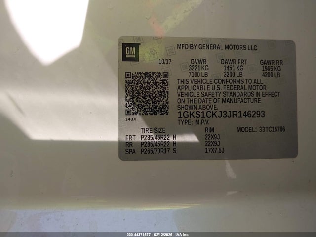 Продажа на аукционе авто 2018 Gmc Yukon Denali, vin: 1GKS1CKJ3JR146293, номер лота: 44371577