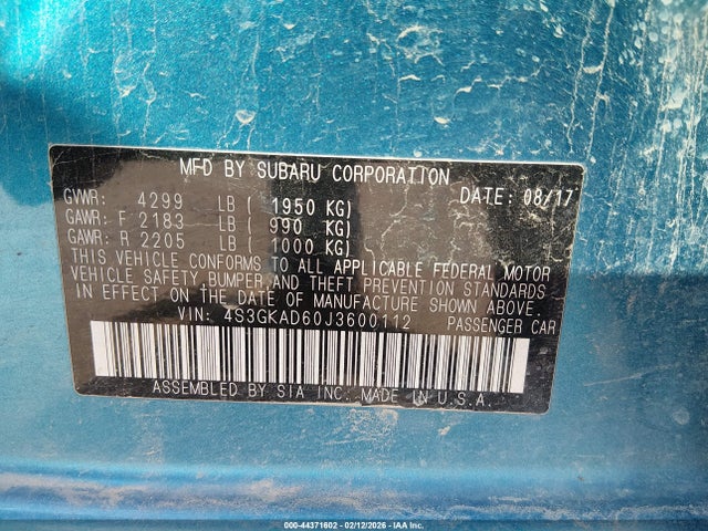 4S3GKAD60J3600112 Subaru Impreza 2.0i Premium