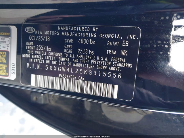 5XXGW4L25KG315556 KIA Optima Sx Turbo