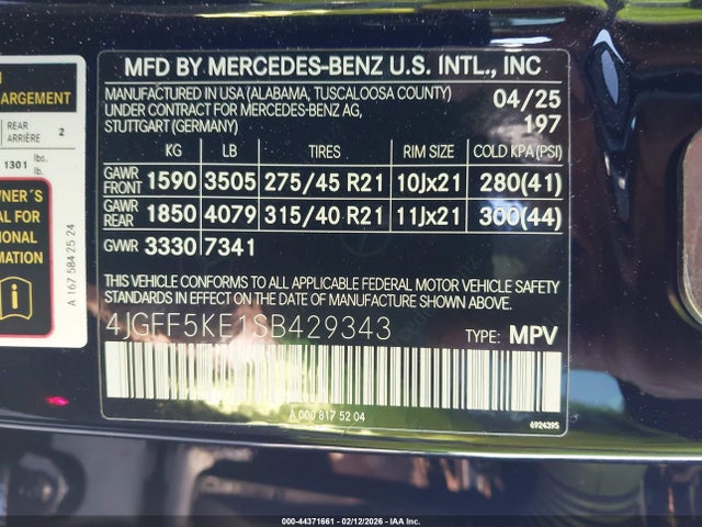 2025 MERCEDES-BENZ GLS 450 4JGFF5KE1SB429343 Photo 8