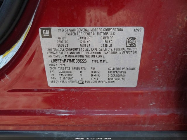 Aukcja sprzedaży 2021 Buick Envision Fwd Essence, vin: LRBFZNR47MD088223, numer aukcji: 44371700
