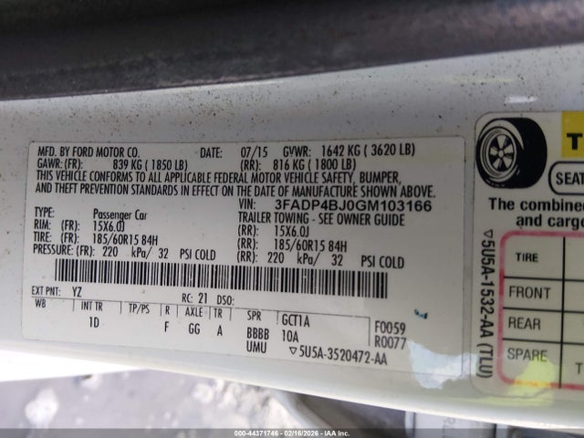 Ford FIESTA SE 2016 3FADP4BJ0GM103166 Image 9
