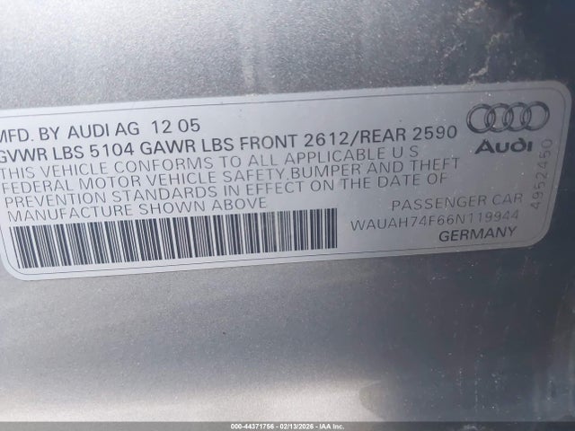 2006 AUDI A6 WAUAH74F66N119944 Photo 8