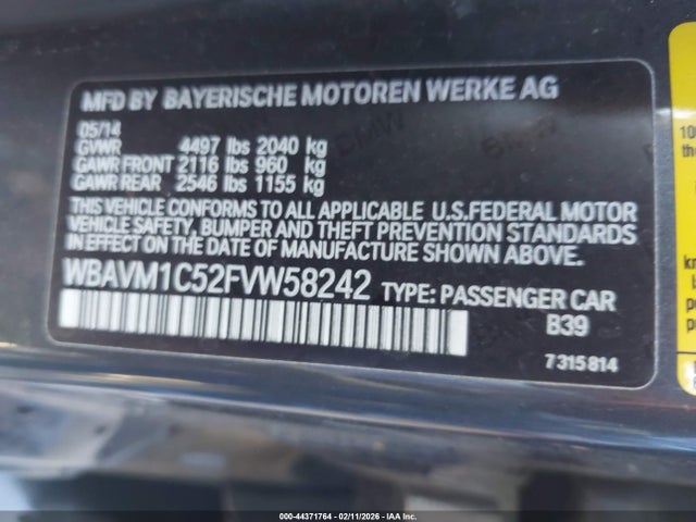 WBAVM1C52FVW58242 BMW X1 Sdrive28i