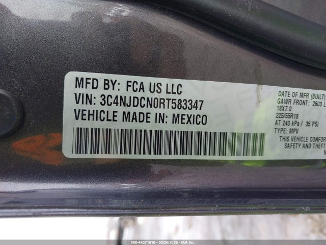 Продаж на аукціоні авто 2024 Jeep Compass Limited 4x4, vin: 3C4NJDCN0RT583347, номер лоту: 44371810