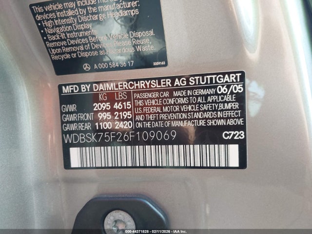 2006 MERCEDES-BENZ SL 500 WDBSK75F26F109069 Photo 8